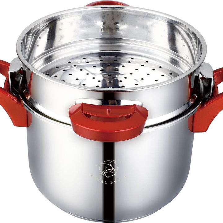 Royal Swiss Snelkookpan / Couscous pan - 2 in 1 - 10 Liter - Ø 26 cm - RVS - Inductie