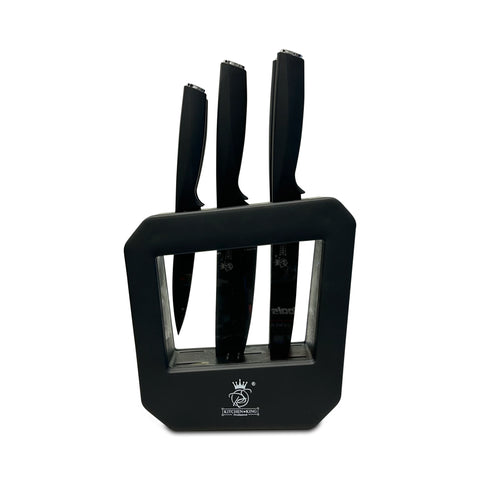 Royal Swiss - Messenset 5-delig met Doorzichtig Messenblok Zwart