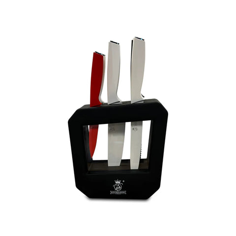 Royal Swiss - Messenset 5-delig met Doorzichtig Messenblok Wit/Rood