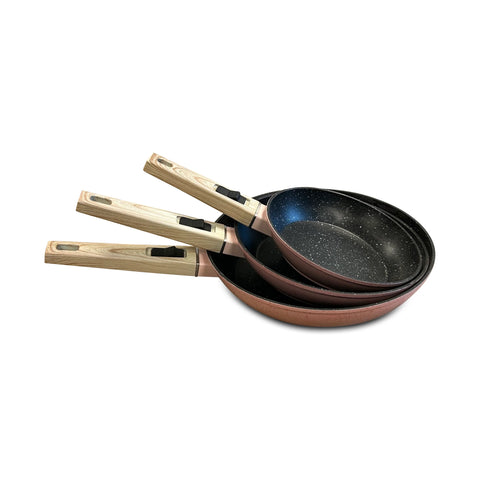 Royal Swiss - Koekenpannenset 3-delig Roze met afneembaar handvat