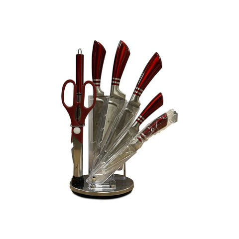 Royal Swiss - Keukenmessen met Meshouder 8-delig Rood