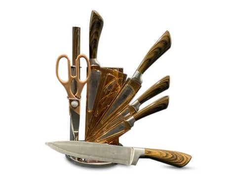 Royal Swiss - Keukenmessen met Meshouder 8-delig Hout