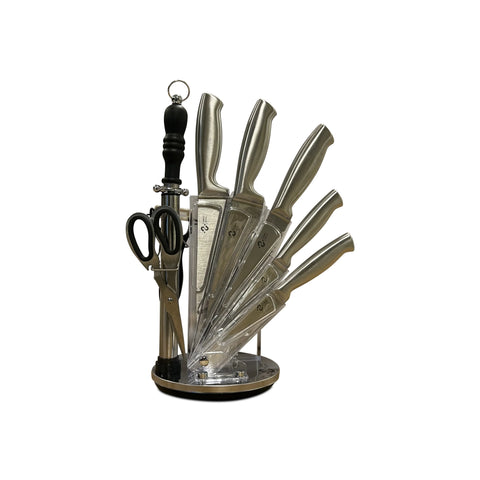 Royal Swiss - Keukenmessen met Meshouder 8-delig Zilver